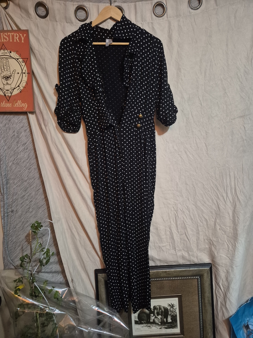 ASOS Black Polka Dot Long Sleeve Midi Dress